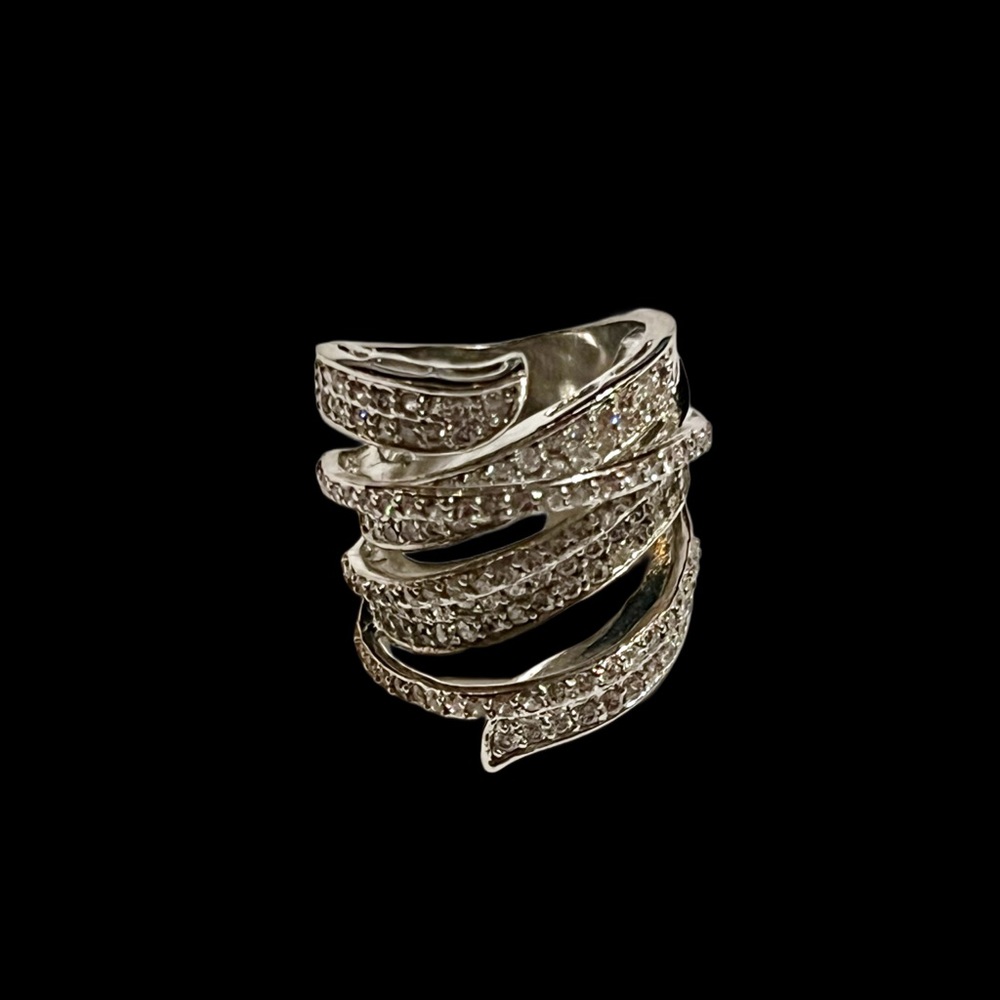 Silver Faux Diamond Cocktail Ring